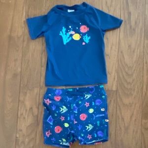 Tucker + Tate Swimwear - Boys Swim Trunks and Rash Guard (18 Months)